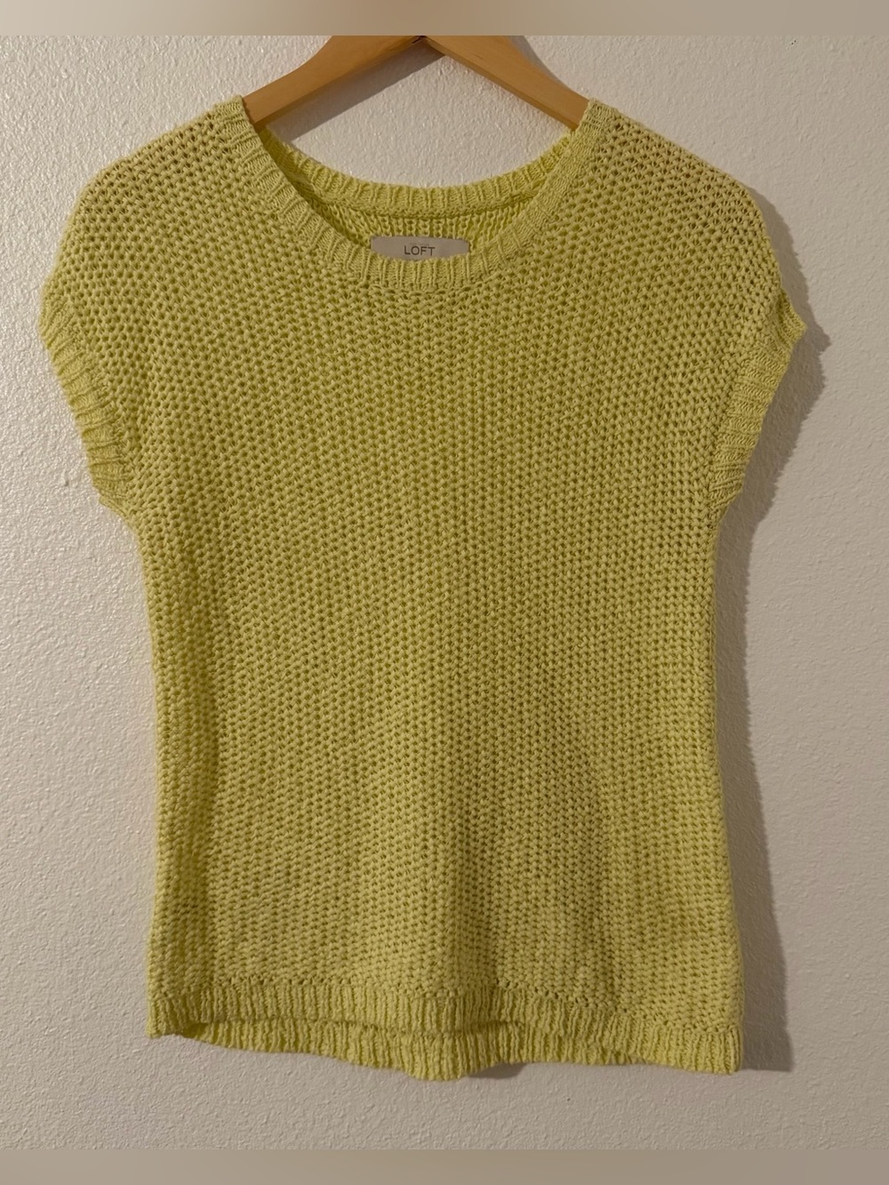 LOFT Lemon Cotton Blend Size XS Short-Sleeve Crewneck Knit Sweater